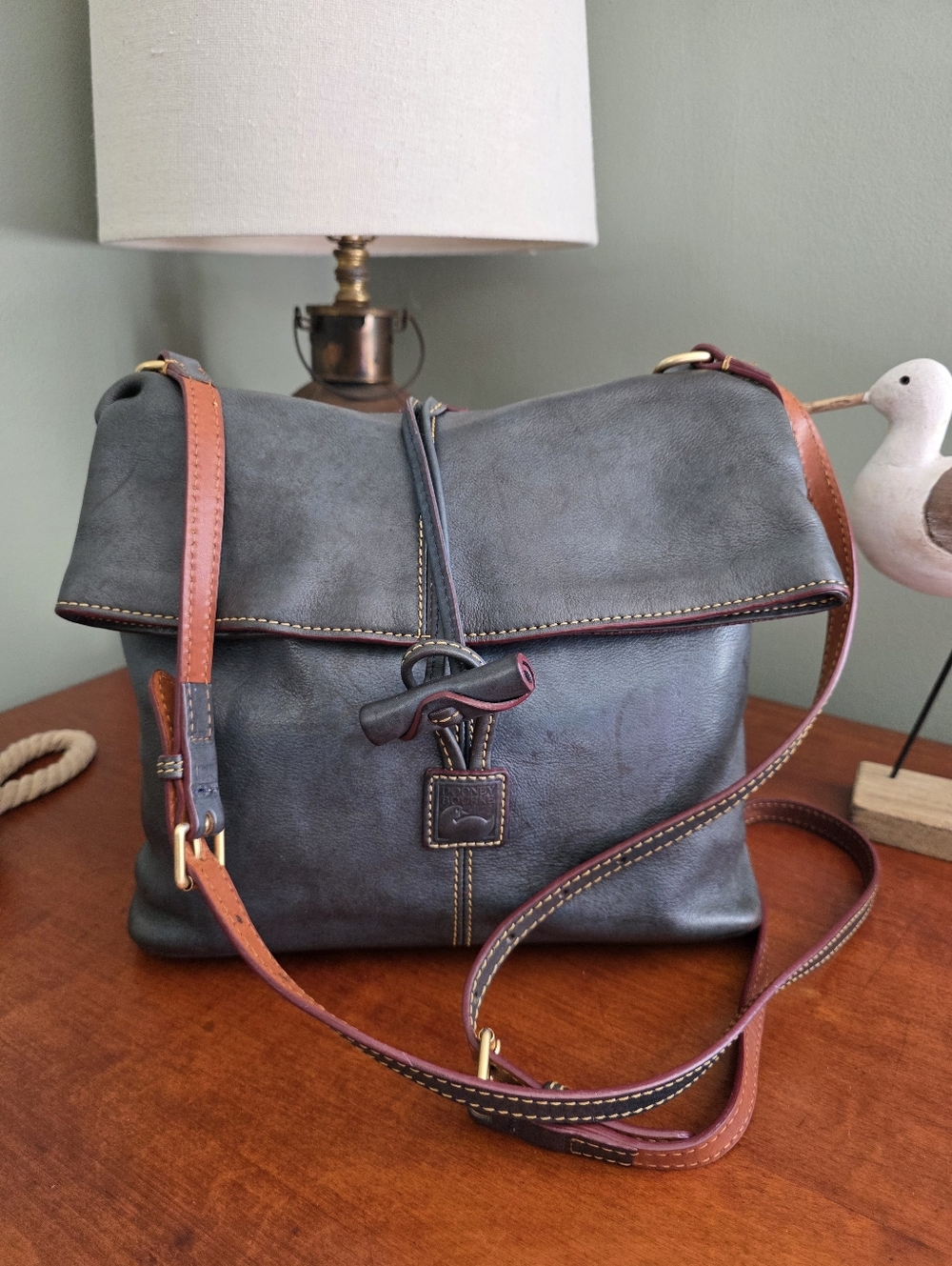 Dooney & Bourke Florentine Toggle Crossbody Teal Blue Leather Bag